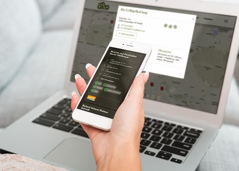 Multidevice-Vorschau der Bio-Einkaufsführer – realisierte Webdesign-Referenz mit CMS
