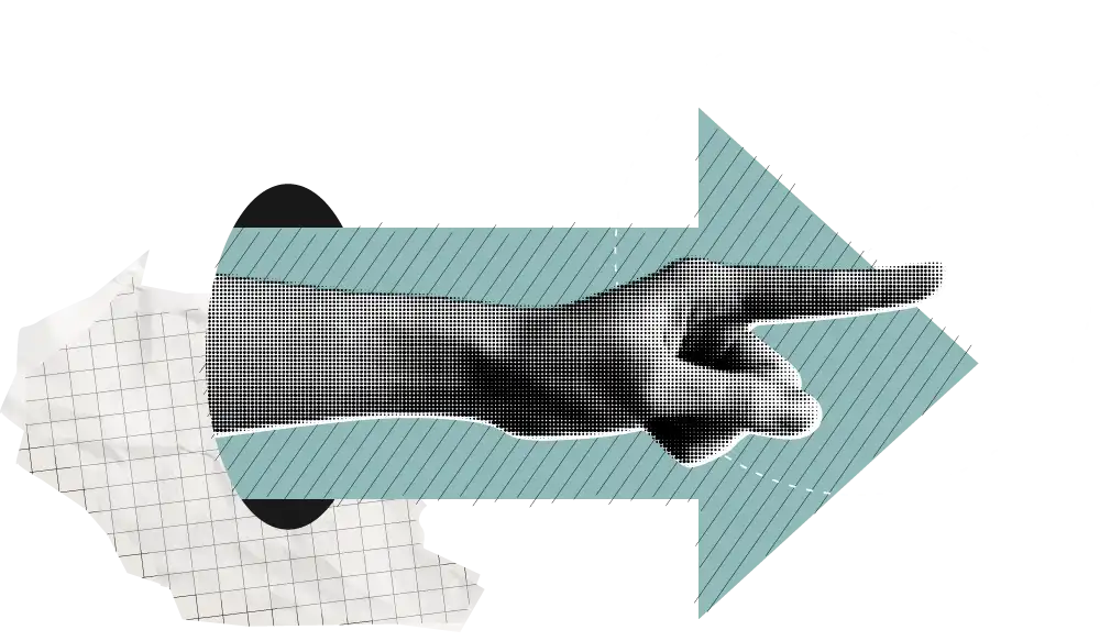 Illustration: ausgestreckte Hand mit Pfeil – Symbol für Richtung, Umsetzung und zielgerichtete Contao-Projekte